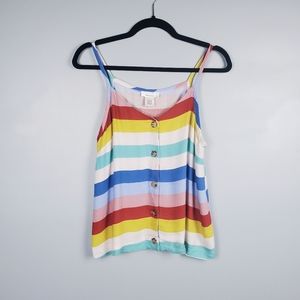 Urban Romantics rainbow striped spaghetti strap flowy tank Size Medium